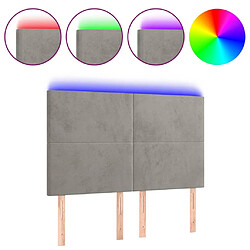 Maison Chic Tête de lit scandinave à LED,meuble de chambre Gris clair 144x5x118/128 cm Velours -MN25607