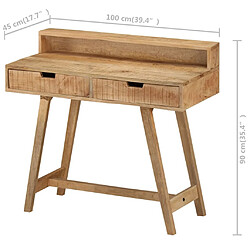 vidaXL Bureau 100x45x90 cm Bois de manguier brut solide pas cher