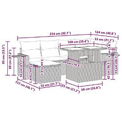 Acheter vidaXL Salon de jardin avec coussins 7 pcs gris résine tressée