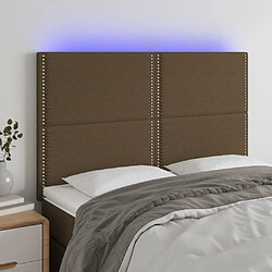 Maison Chic Tête de lit scandinave à LED,meuble de chambre Marron foncé 144x5x118/128 cm Tissu -MN70901