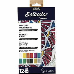 Pebeo Set de 12 peintures pour tissus clairs et foncés Setacolor - 12 x 20 ml