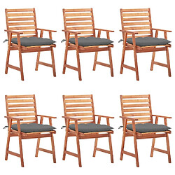 Maison Chic Lot de 6 Chaises à dîner de jardin avec coussins,Fauteuil/Chaises à manger d'extérieur Acacia massif -MN78167