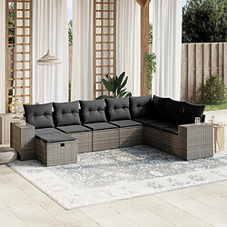 Maison Chic Ensemble Tables et chaises d'extérieur 8 pcs avec coussins,Salon de jardin gris résine tressée -GKD313462