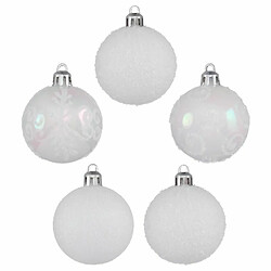 Lot de 5 Boules de Noël Colorama 5cm Blanc