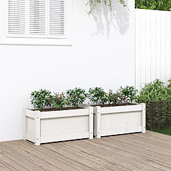 Maison Chic Lot de 2 Jardinières,Bac à fleurs - pot de fleur blanc bois de pin massif -GKD37918