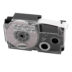 vhbw cassette cartouche 12mm noir sur transparent pour imprimante d´étiquette comme Casio XR-12GWE