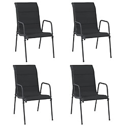 Maison Chic Lot de 4 Chaises de jardin,Fauteuil d'extérieur Acier et textilène Noir -MN47668