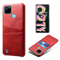 Coque en TPU + PU KSQ anti-griffes avec porte-cartes, rouge pour votre Realme C21Y/Realme C25Y