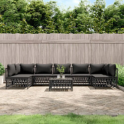 vidaXL Salon de jardin 8 pcs avec coussins anthracite acier