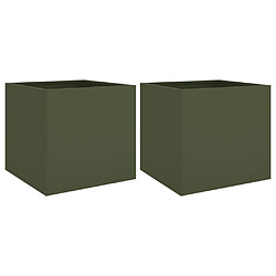 vidaXL Jardinières 2 pcs vert olive 42x40x39 cm acier