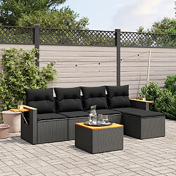 Maison Chic Salon de jardin 6 pcs avec coussins | Ensemble de Table et chaises | Mobilier d'Extérieur noir résine tressée -GKD84234