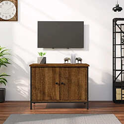 Maison Chic Meuble TV scandinave - Banc TV pour salon avec portes chêne marron 60x35x45cm bois d'ingénierie -MN82375