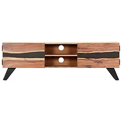 Avis Helloshop26 Meuble télé buffet tv télévision design pratique 140 cm bois d'acacia massif 2502069