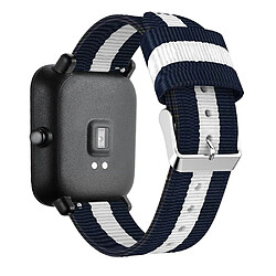 Bracelet en nylon Toile verticale 20mm bleu/blanc pour votre Xiaomi Huami Amazfit GTS