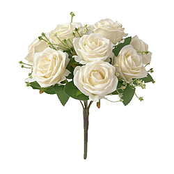 Acheter Tissu Faux Fleurs Roses Bouquet 9 Têtes F / Noce Décor à La Maison Blanc