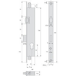 Serrure 3 points pêne dormant à rouleau variaxe 36 mm - STREMLER - 2274.36.0