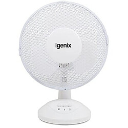 Igenix DF9010 Ventilateur Portable à 2 vitesses avec Inclinaison / Fonctionnement silencieux et Grille de sécurité Grillagée, 9 pouces, 20 W, Blanc (Lot de 2)