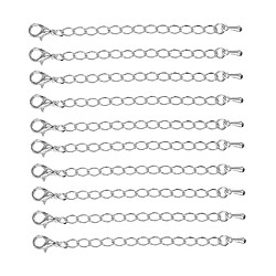 10 pcs 70 mm chaîne d'extension avec des fermoirs de homard pour la fabrication de bijoux blanc k