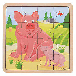 Bigjigs Toys Puzzle Cochon et Porcelet en Bois