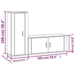 vidaXL Ensemble de meubles TV 2 pcs blanc brillant bois d'ingénierie pas cher