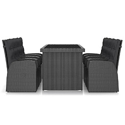 Avis Maison Chic Mobilier à dîner 9 pcs de jardin avec coussins - Ensemble table et chaises d'extérieur - Salon/Mobilier de jardin classique Résine tressée Noir -MN52931