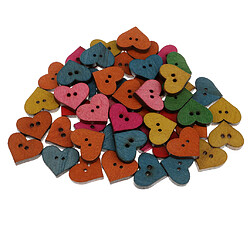 50 Pièces En Forme De Coeur En Bois 2 Trous Artisanat Boutons Pour La Couture Scrapbooking 19mm