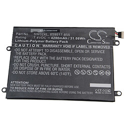 vhbw batterie compatible avec HP Notebook X2 10-P010WM, X2 10-P011NF, X2 10-P011NR, X2 10-P012NF, 10-P012NR laptop (4200mAh, 7.4V, Li-Polymère, noir)