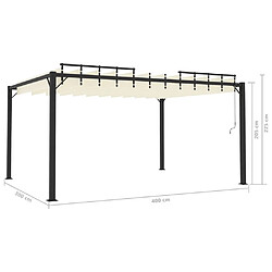 Maison Chic Tonnelle | Pergola avec toit à persienne 3x4 m Crème Tissu et aluminium -GKD12968 pas cher