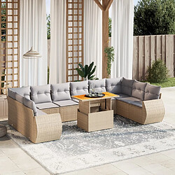 vidaXL Salon de jardin 11 pcs avec coussins beige résine tressée