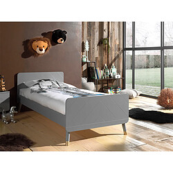 Avis Mes Lit 1 place 90x200 cm avec sommier gris - GAMAY