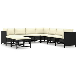 Maison Chic Salon de jardin 9 pcs + coussins - Mobilier/Meubles de jardin - Table et chaises d'extérieur Résine tressée Noir -MN73180