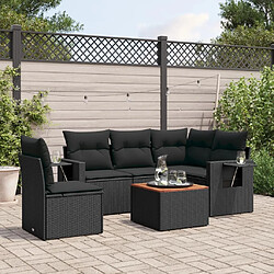 Maison Chic Salon de jardin 6 pcs avec coussins | Ensemble de Table et chaises | Mobilier d'Extérieur noir résine tressée -GKD25089