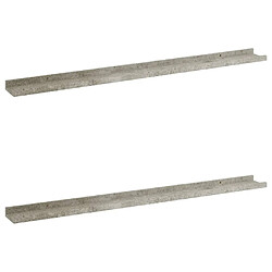 vidaXL Étagères murales 2 pcs Gris béton 100x9x3 cm