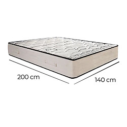 Visiodirect Matelas réversible NELIA 140x200 cm, mousse haute densité, indépendance du couchage, avec face été/hiver, épaisseur 24 cm