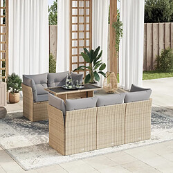 vidaXL Salon de jardin avec coussins 6 pcs beige résine tressée