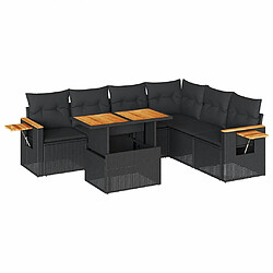 vidaXL Salon de jardin 6 pcs avec coussins noir résine tressée acacia