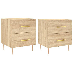 Maison Chic Lot de 2 Tables de chevet - Tables de Nuit chêne sonoma 40x35x47,5 cm