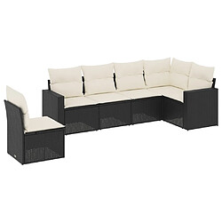 Maison Chic Ensemble Tables et chaises d'extérieur 6pcs avec coussins,Salon de jardin noir résine tressée -GKD270356