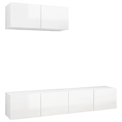 vidaXL Meubles TV 3 pcs Blanc brillant Bois d'ingénierie