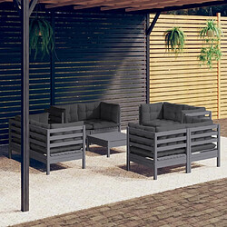 Maison Chic Salon de jardin 9 pcs + coussins - Mobilier/Meubles de jardin - Table et chaises d'extérieur anthracite bois de pin -MN66477