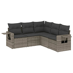 vidaXL Salon de jardin 5 pcs avec coussins gris résine tressée