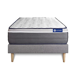 ACTISOM Ensemble matelas ACTIMEMO PLUS 120x200 Mémoire de forme Maxi épaisseur 7zones de confort + sommier KIT gris