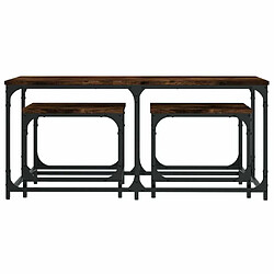 Acheter Maison Chic Ensemble de 3 Tables basses gigognes,Table Console pour salon chêne fumé bois d'ingénierie -MN95113