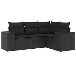 Maison Chic Salon de jardin 4 pcs avec coussins | Ensemble de Table et chaises | Mobilier d'Extérieur noir résine tressée -GKD59071