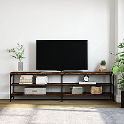 Avis Maison Chic Meuble TV scandinave - Banc TV pour salon chêne fumé 180x30x50 cm bois d'ingénierie et métal -MN31130