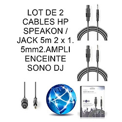 2 CABLES HP SPEAKON / JACK 5M 2 X 1.5MM2 Connecteurs pour AMPLI ENCEINTES SONO DJ 