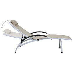 Avis Maison Chic Chaise longue - Transat - Bain de Soleil aluminium textilène crème