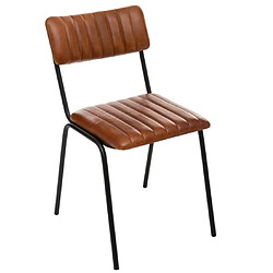 Pegane Lot de 4 chaises coloris Cognac en cuir / fer - Longueur 46,5 x Profondeur 51,5 x Hauteur 78 cm