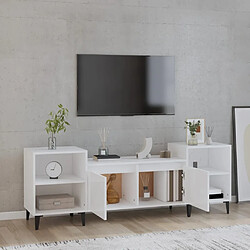 Avis Maison Chic Meuble TV scandinave - Banc TV pour salon Blanc brillant 160x35x55 cm Bois d'ingénierie -MN99659