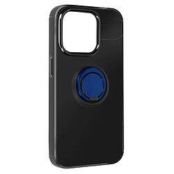 Avizar Coque pour iPhone 15 Pro Anneau Chromé Silicone flexible Noire et Bleu Nuit